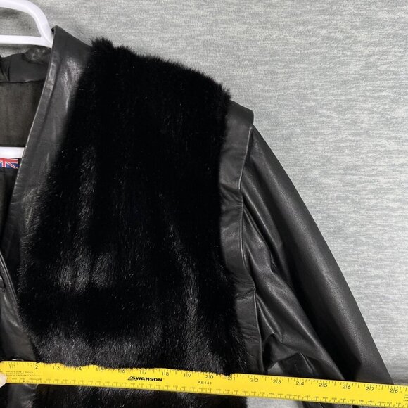 VTG Adolph Schuman For Lilli Ann L Leather Faux Fur Zip-Off Sleeve Vest Jacket - Picture 8 of 16